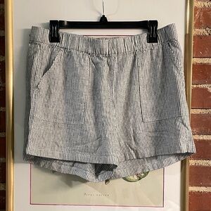 JCrew Striped Elastic-Waist Women’s Shorts - Blue/White